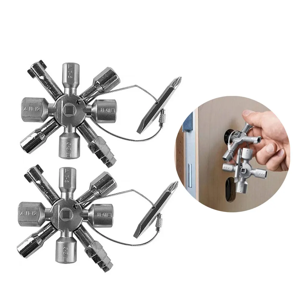

2PCS Multifunctional 10 In 1 Marine Tools Key Universal Control Cabinet Key Torque Wrenches Cross Key Train Door Key Tools Nice