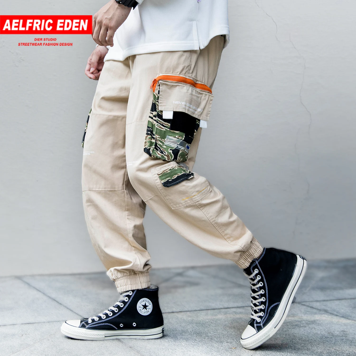 Мужские шаровары с карманами в стиле пэчворк повседневные брюки карго Харадзюку