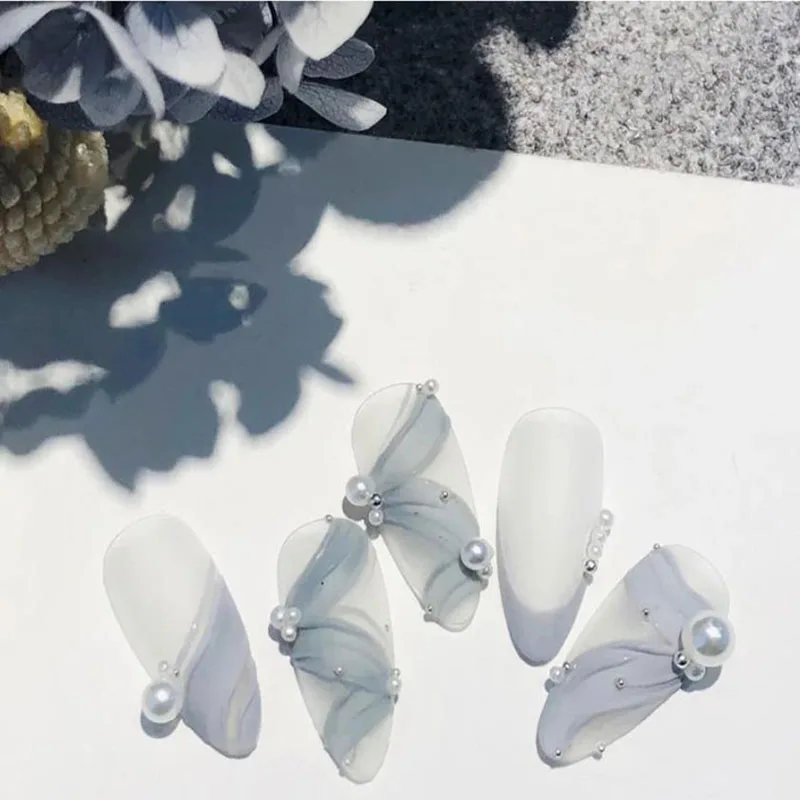 Nail Round Ball WHITE GOLD Pearl Beads Hot Mixed Size Plated Color 3D Art Decoration R | Красота и здоровье