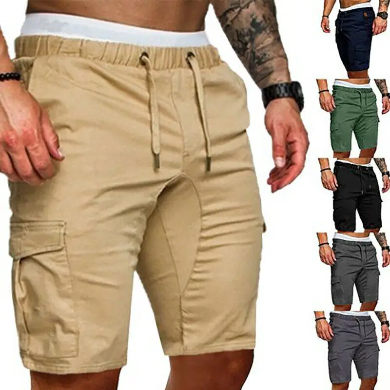 Hot Mens Summer Shorts Casual Solid Pocket Gym Sport Running Workout Cargo Pants Jogger Trousers 2019
