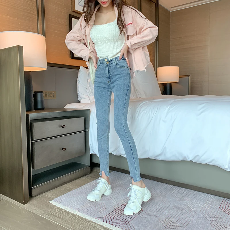 

2021 Autumn Fashion Ankle-length Skinny Pencil Pants Stretchy High Waisted Jeans for Women 5xl Plus Size