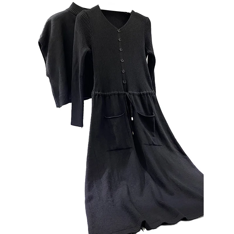 

Women's New 2021 korean Oversized Loose Knitted Long Sleeve Warm Wool dress Long Sweater Dresses Tops A252