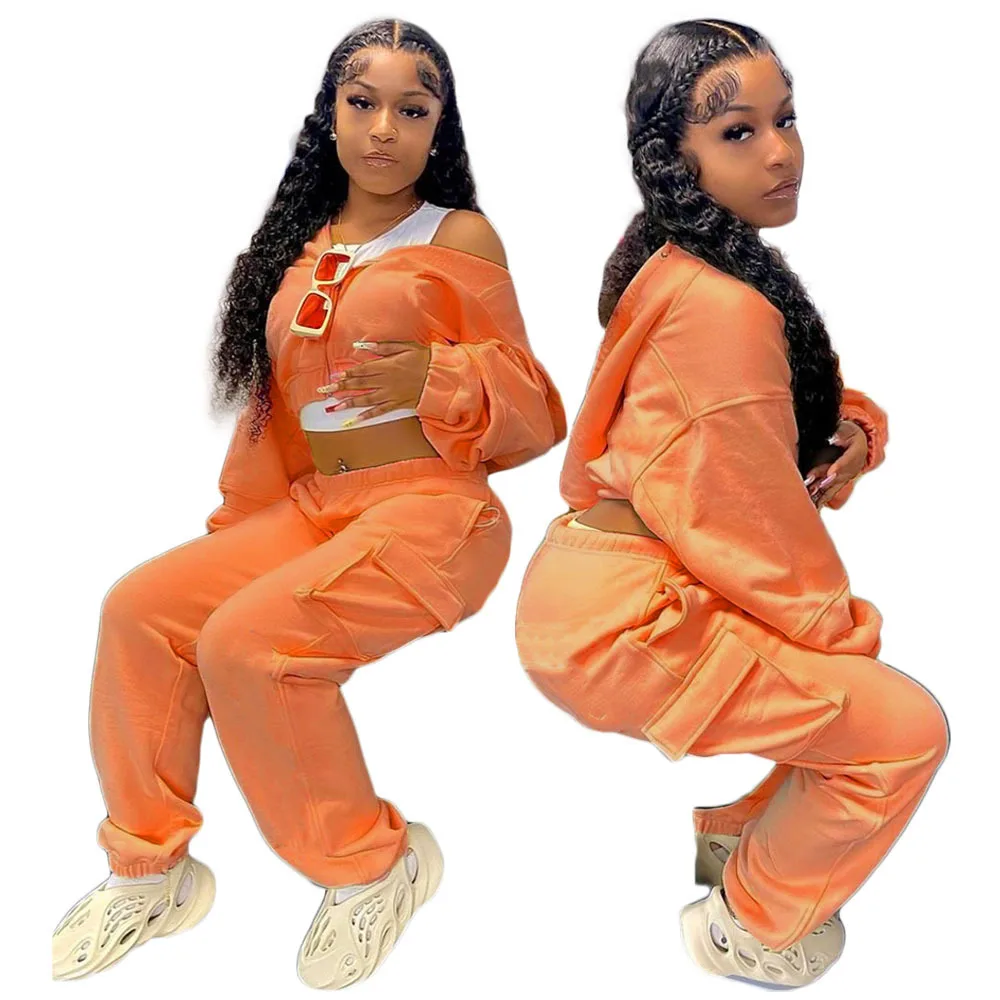 

Casual Homewear Tracksuit Women Two Piece Outfits Long Sleeve Oversized Coats Jacket Cool Girl Streetwear Hip Hop Pants Jogger