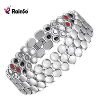 rainso 2021 new natural healthy bracelet trendy unisex bio energy stainless steel gnet negative ions germanium bracelets jewelry