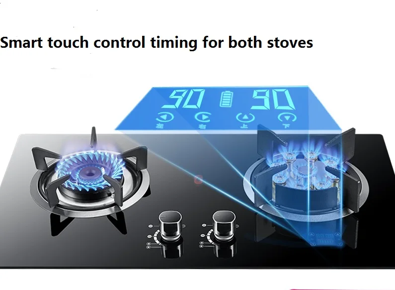 Газовая плита с девятью отверстиями, двойная плита, 5.0KW ожесточенная печь, интеллектуальная синхронизация, плита с природным газом, встроенные газовые варочные панели, двойные