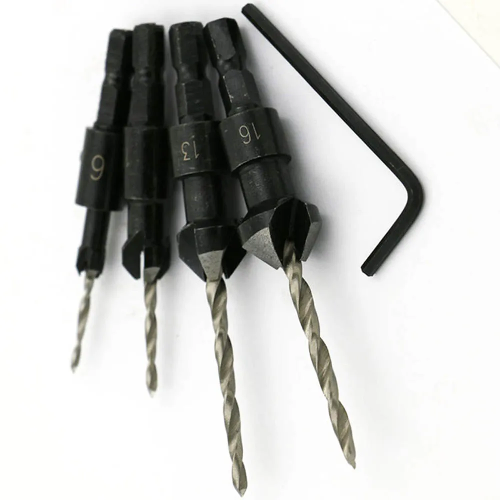 Набор сверл с зенкером из быстрорежущей стали 4 шт./компл. Быстросменные насадки