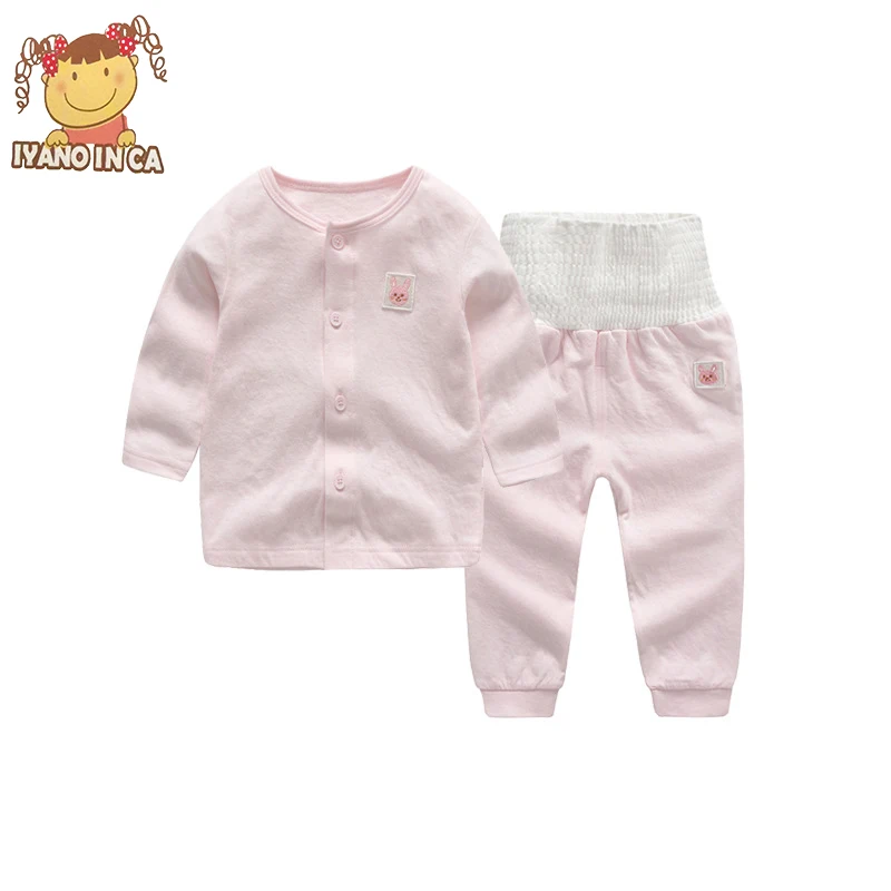 

Детский комплект термобелья унисекс, хлопковые брюки с высокой талией и длинным рукавом, 2020