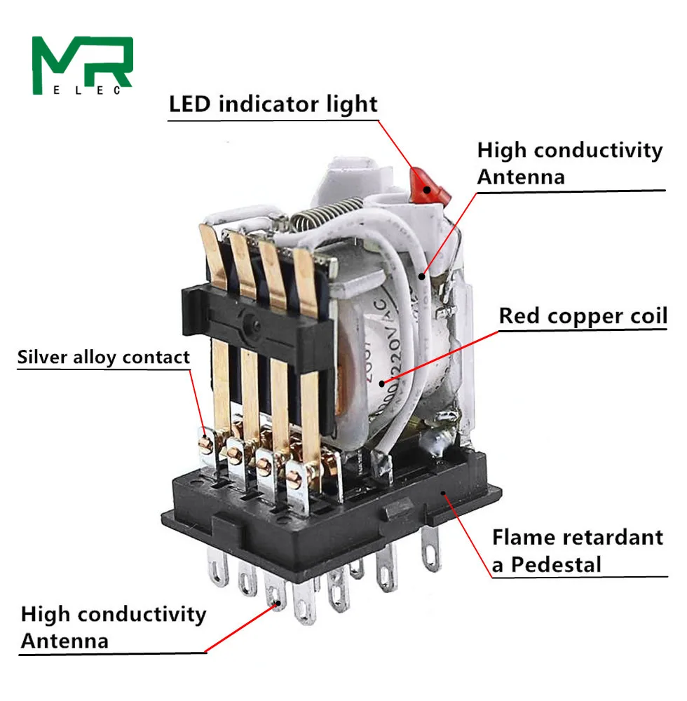1 комплект MY4NJ маленькое электромагнитное реле питания DC12V DC24V AC110V AC220V катушка 4NO 4NC din-рейка 14 контактов+ база мини-реле