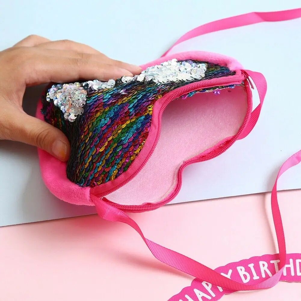

New sequin magnet heart kids shoulder piece bag baby girls Mini Messenger bag small purse kids handbags