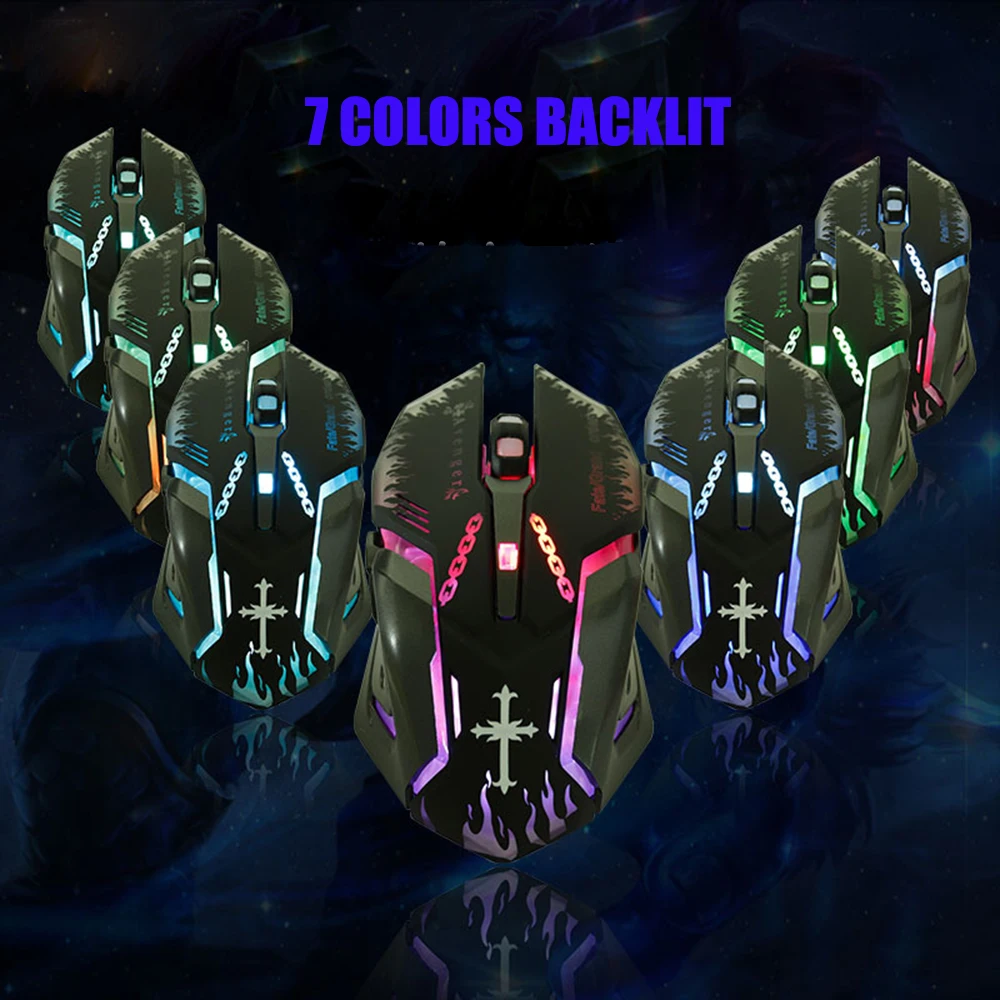 Беспроводная перезаряжаемая мышь с 7-цветной подсветкой 3200DPI | Компьютеры и офис