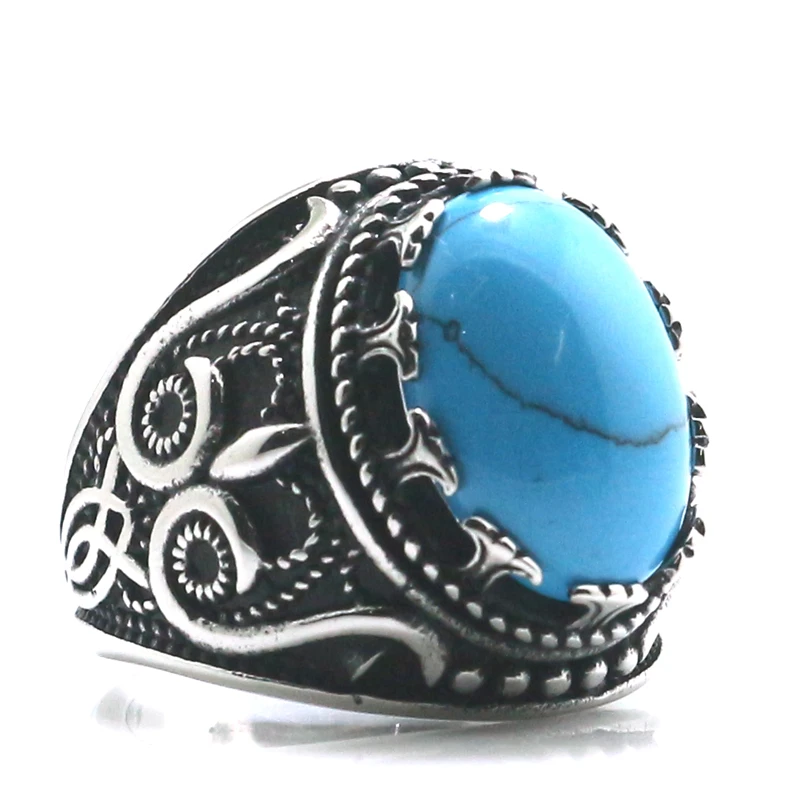 Кольцо мужское из нержавеющей стали 316L Крутое Винтажное кольцо с синим и