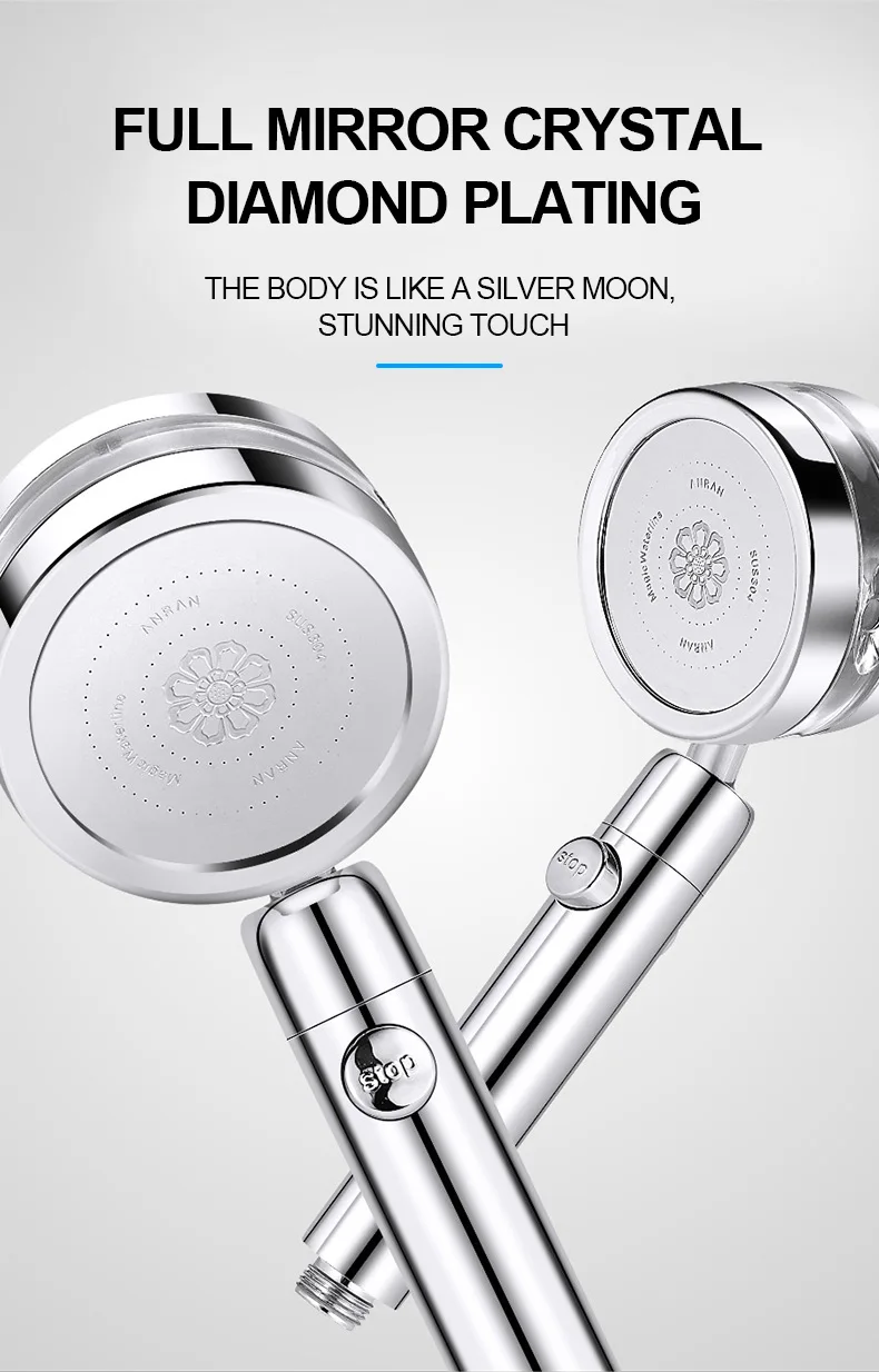 Двухсторонняя насадка для душа с турбонаддувом и поворотом на 360 градусов 3