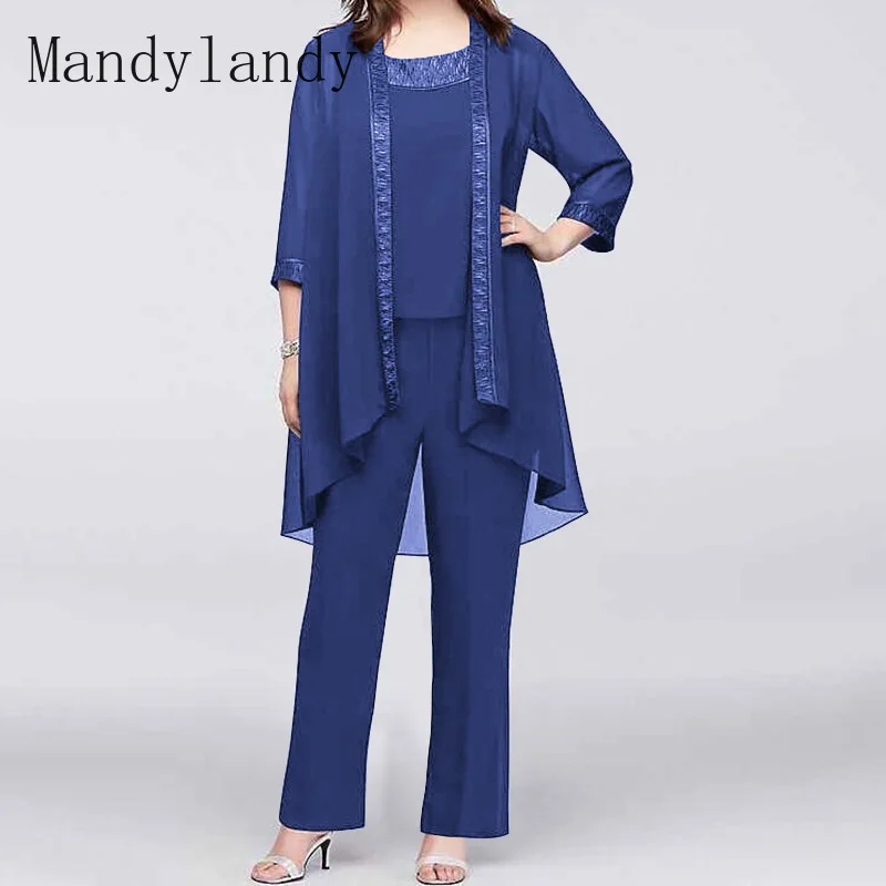 

Mandylandy Spring Autumn Cardigan Lace Coat + High Waist Straight Trousers Suit Women's Solid Color Stitching Chiffon Suit