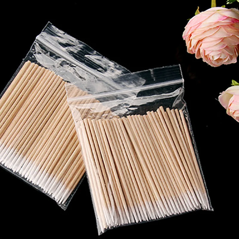 100 шт. ватная палочка из хлопка с мини-острым наконечником медицинские