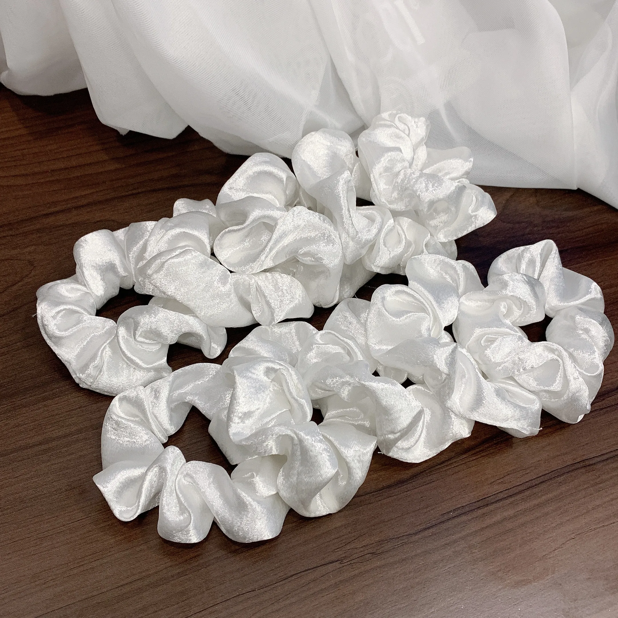 

10PCS Set French Cream silk Elastic Hair Scrunchies For Women Hair Ties Rubber Band Hair Rope Accessories