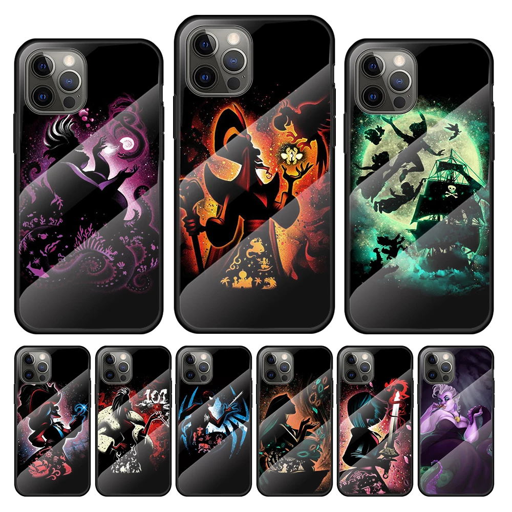 

Villain Disney Princess Tempered Glass Cover For Apple IPhone 12 Mini 11 Pro XS MAX XR X 8 7 6S 6 Plus Phone Case Coque