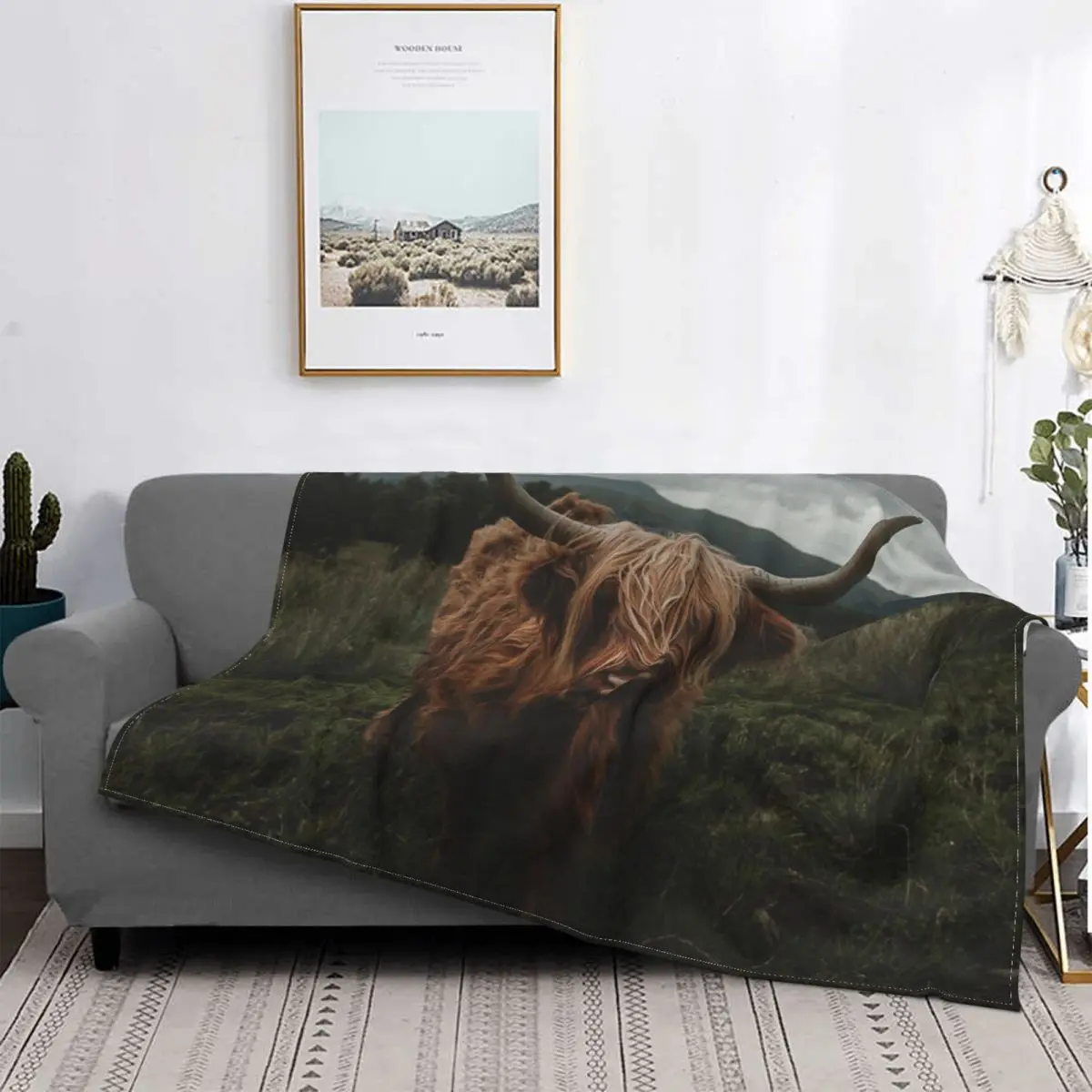 

Шотландское одеяло из коровы Highland, покрывало для кровати, клетчатое муслиновое одеяло для пикника, детское одеяло с капюшоном