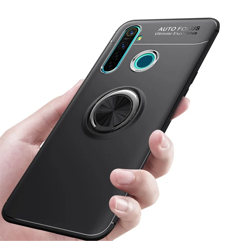 Противоударный чехол для OPPO Realme 5, чехол, магнитный кольцевой кронштейн, мягкий матовый Силиконовый чехол для телефона, чехол для realme5