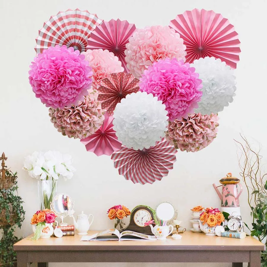 14 шт./компл. искусственные бумажные помпоны цветы украшения с днем рождения