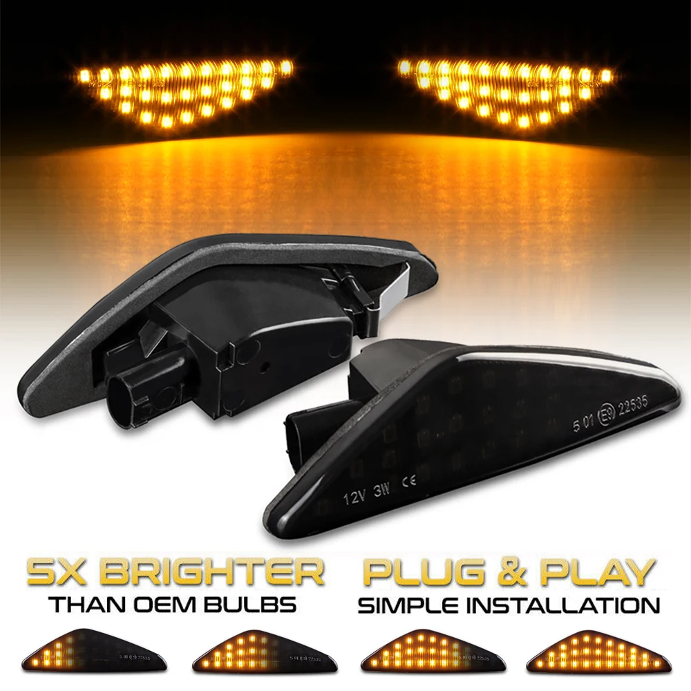 

2Pcs Dynamic Flowing LED Side Marker Signal Light For BMW X5 E70 X6 E71 E72 X3 F25 Sequential Blinker Lamp OEM : 63137171008
