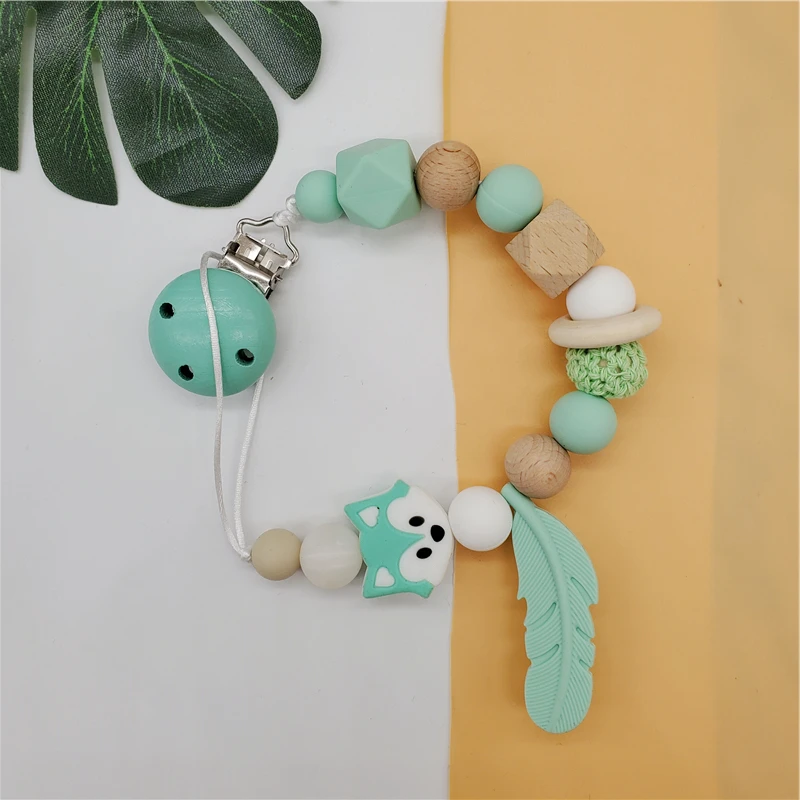 Силиконовая соска-пустышка с деревянными бусинами пустышка зажимом симпатичная