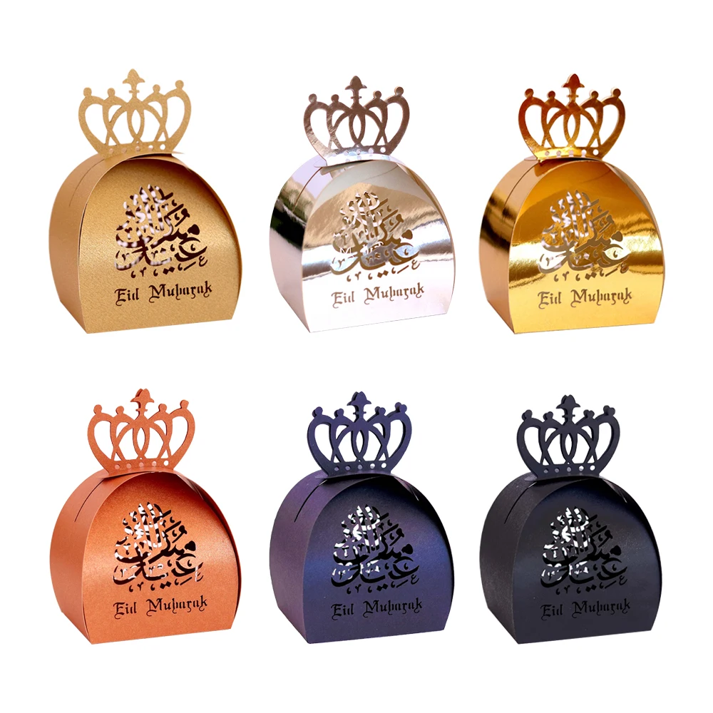 

50pcs Gold Silver Black Gift Candy Box Eid Mubarak Chocolate Boxes Ramadan Decoration Islamic Muslim Party Favors Decorations