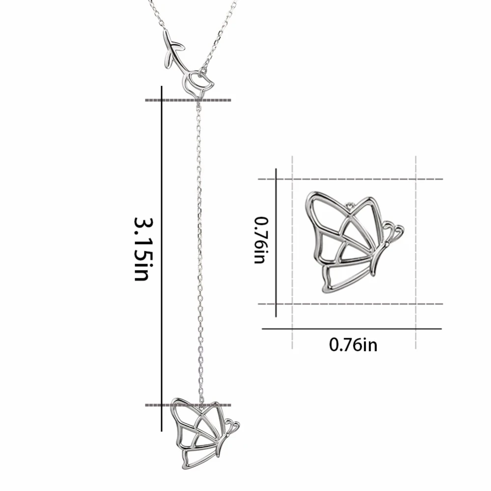 

New 925 Sterling Silver Butterfly Among the Flowers Chain Necklace Rose & Animal Necklaces for Women Fine Jewelry Christmas Gift