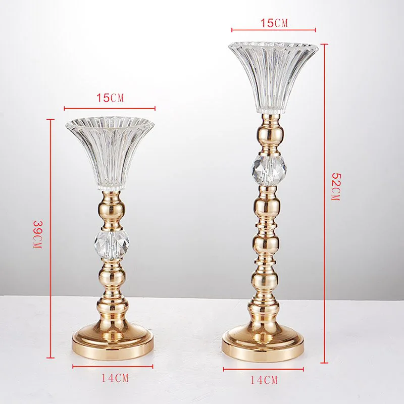 

Gold Tabletop Vase Metal Flower Holder 52CM/21'' Table Centerpiece For Mariage Metal Flowers Vases For Wedding Decoration 01603