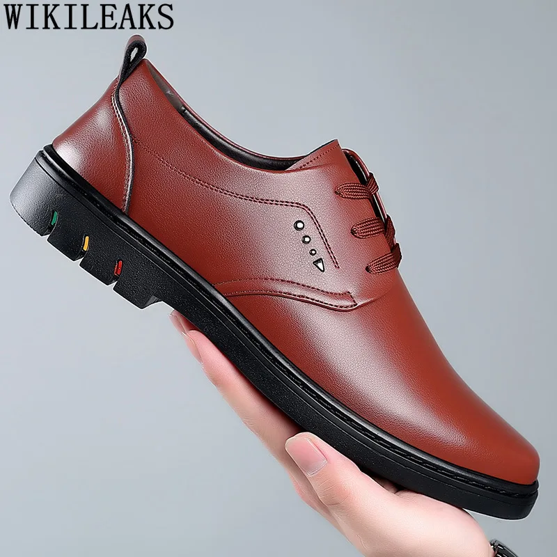 

Brown Casual Business Shoes Men Designer Oxford Men Dress Shoes Leather Office Shoes Men Chaussure Homme Luxe Marque Zapatillas