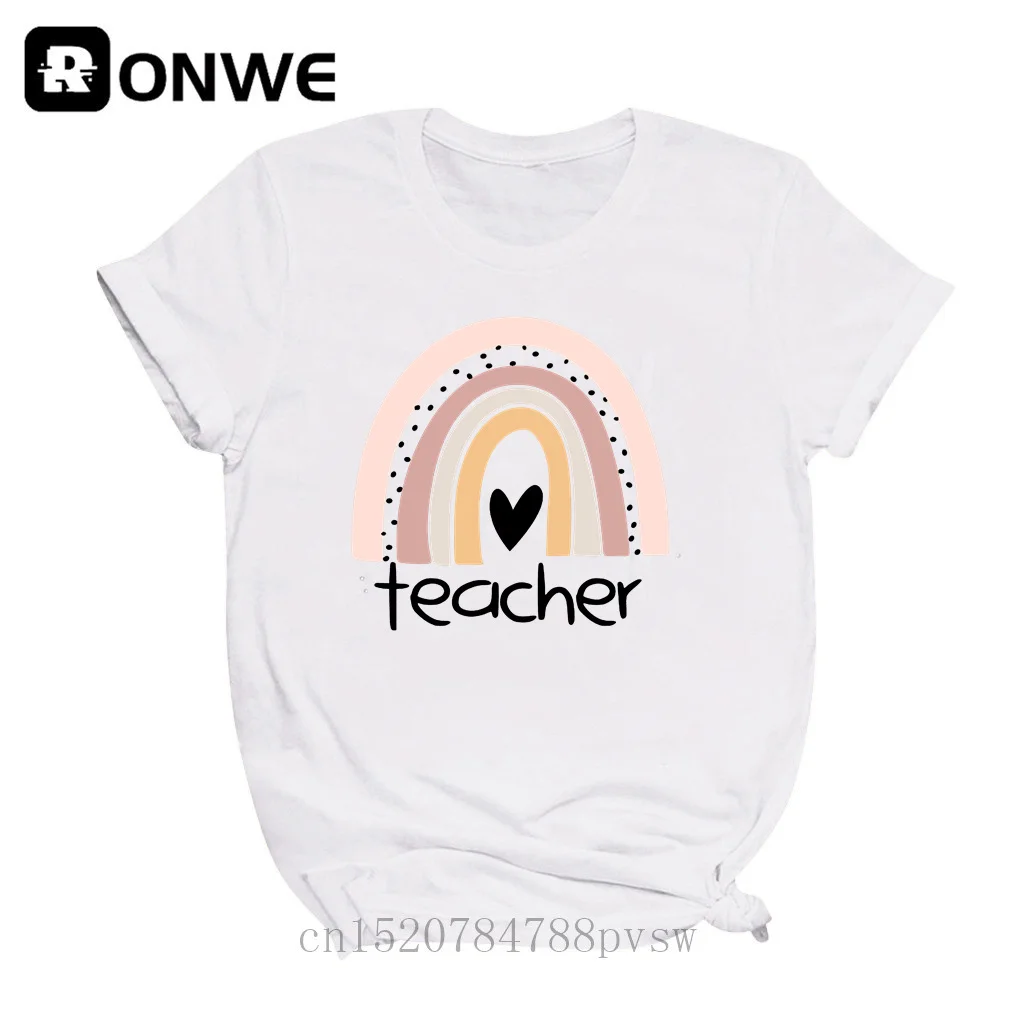Учитель Радужная женская черная футболка летнее платье для девочек черный Harajuku