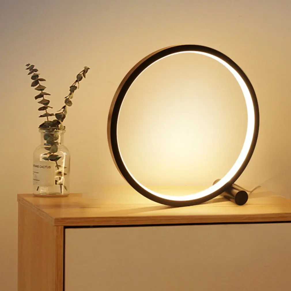 

#New LED Table Lamp For Bedroom USB Circular Desk Lamp For Living Room Bedside Lamp Round Night Light Decor acrylic materia