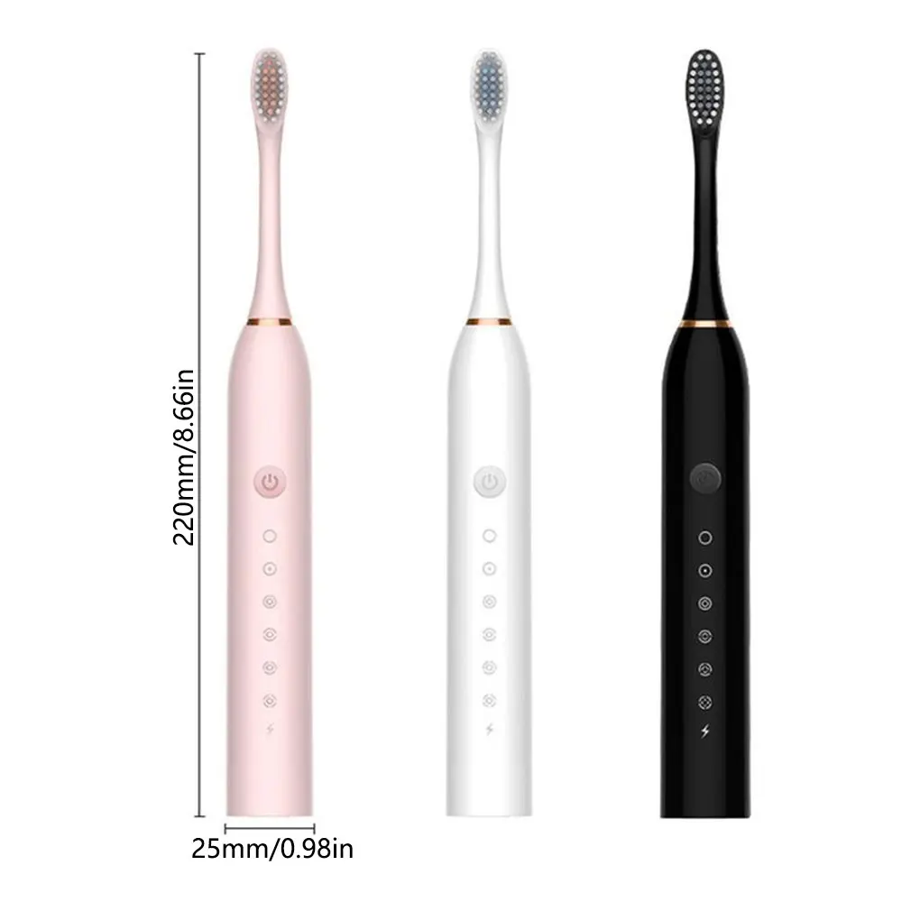 

Ultrasonic Electric Toothbrush with 4 Brushes Replacement Heads USB Rechargeable Smart Tooth Brush Adult Waterproof 6 Modes