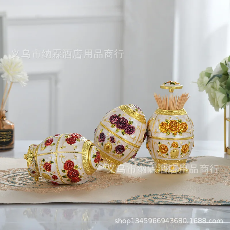 

New Design Metal Vintage Automatic Toothpick Holder Zinc Alloy Metal Toothpick Dispenser Box Organizer European Style MJ1013