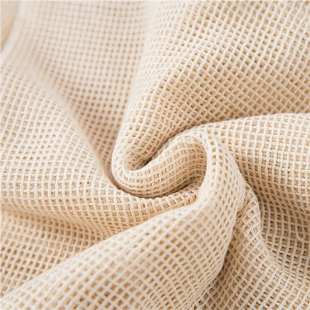 Зеленая сетчатая Хлопковая Сумка для супермаркета сумки с завязками фруктов и