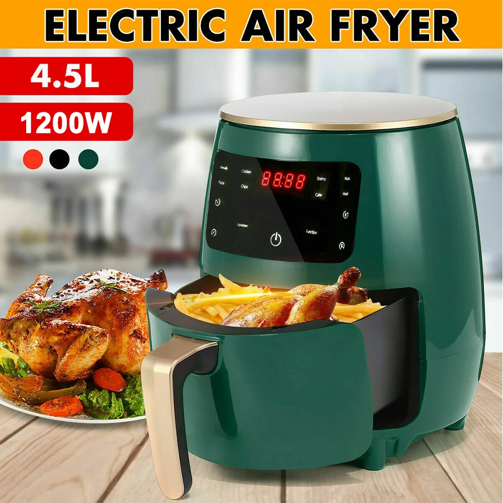 4.5L 1200W Multifunction Electric Air Fryer Oil-free Health Fryer Kitchen 220V Smart LCD Deep Touch Airfryer for Fries Pizza