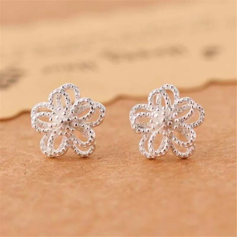 

Original Creative Real 100% 925 Sterling Silver Bloom Hollow Flowers Stud Earrings For Women Sterling-Silver-Jewelry E059