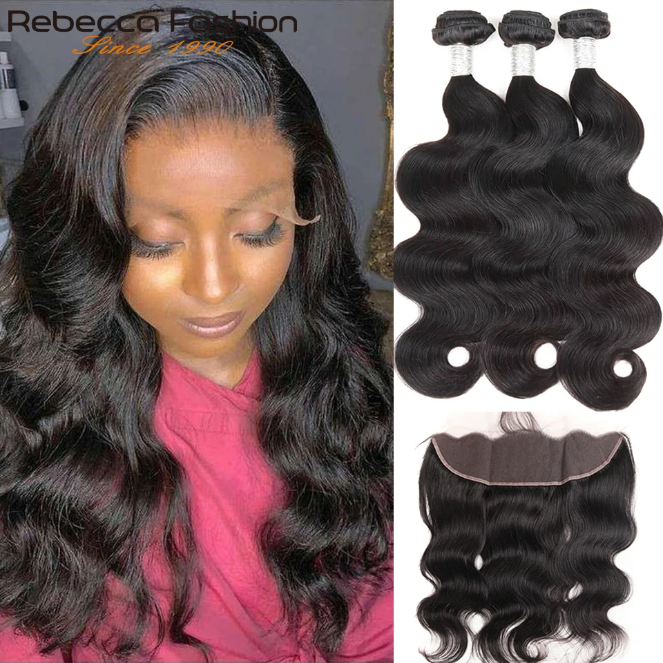 Rebecca бразильские волнистые пряди с фронтальной кружевной застежкой Remy