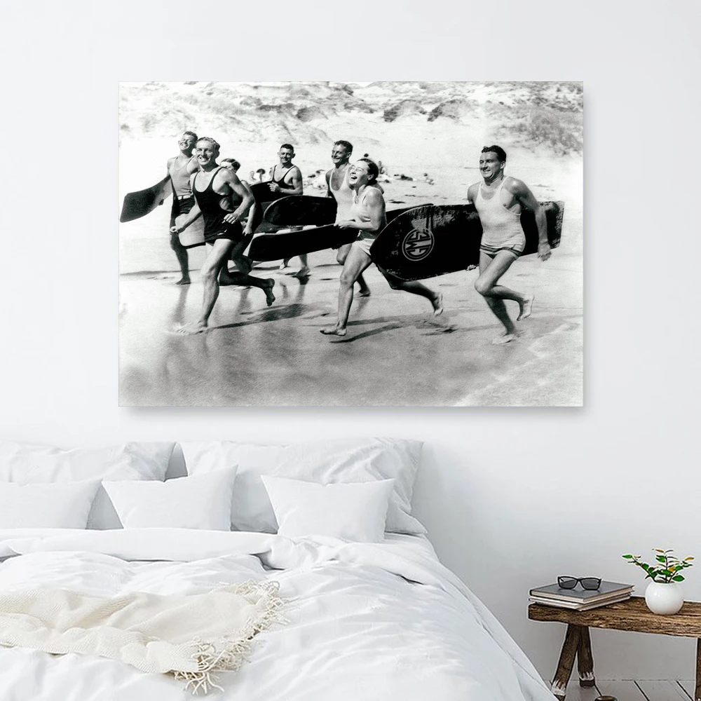 Постеры и принты для серфинга с изображением девочек винтажные настенные