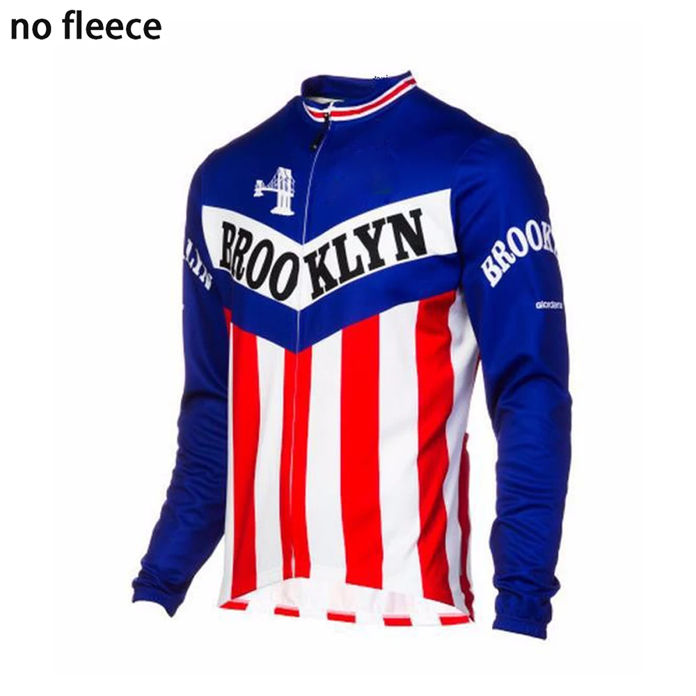 Ретро Велоспорт Джерси мужская с длинным рукавом зимняя флисовая и без флиса красная черная белая классическая велосипедная одежда велосипедная майка MTB - Цвет: long sleeve