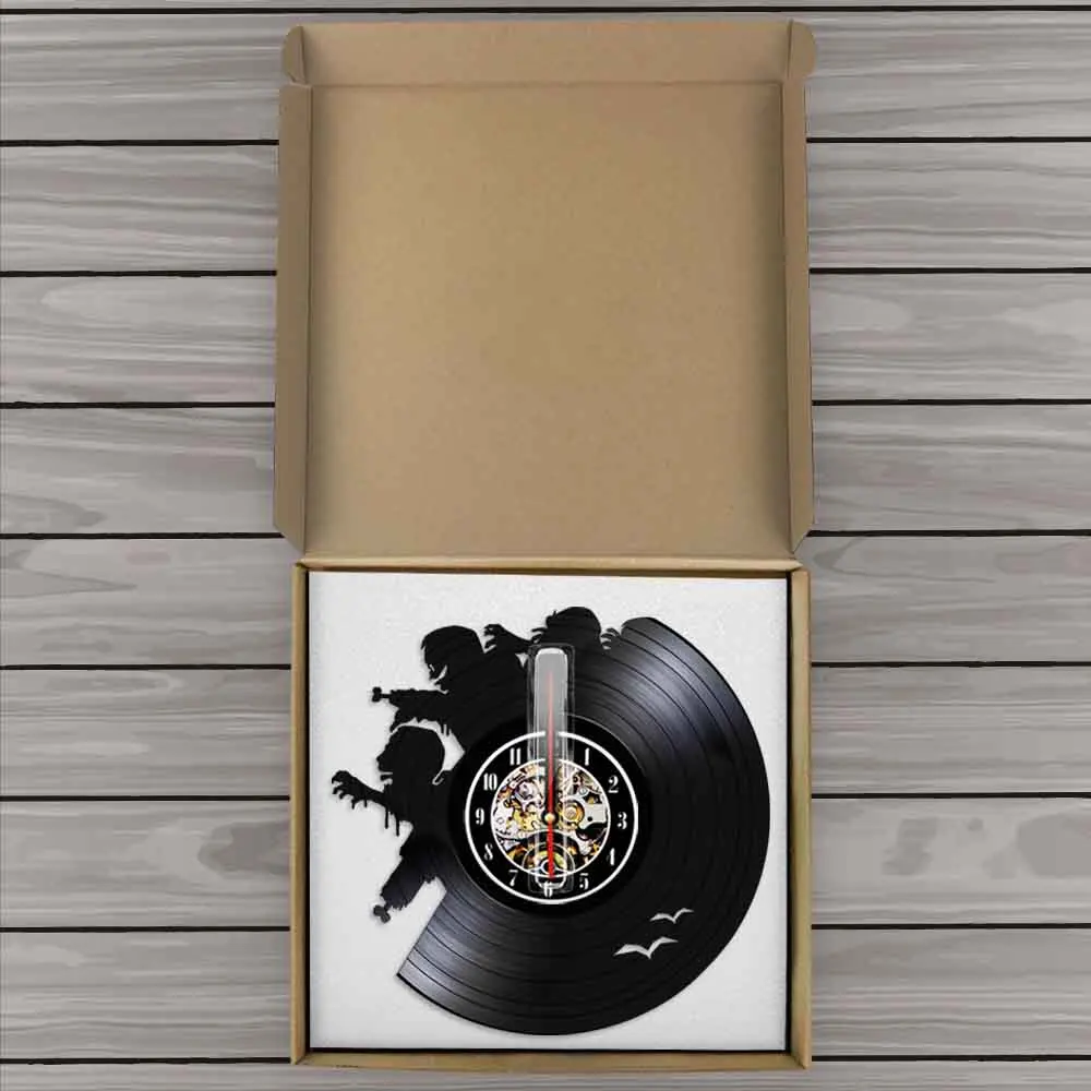 Настенные часы зомби Вспышка Пивоваренная винтажная виниловая запись настенные