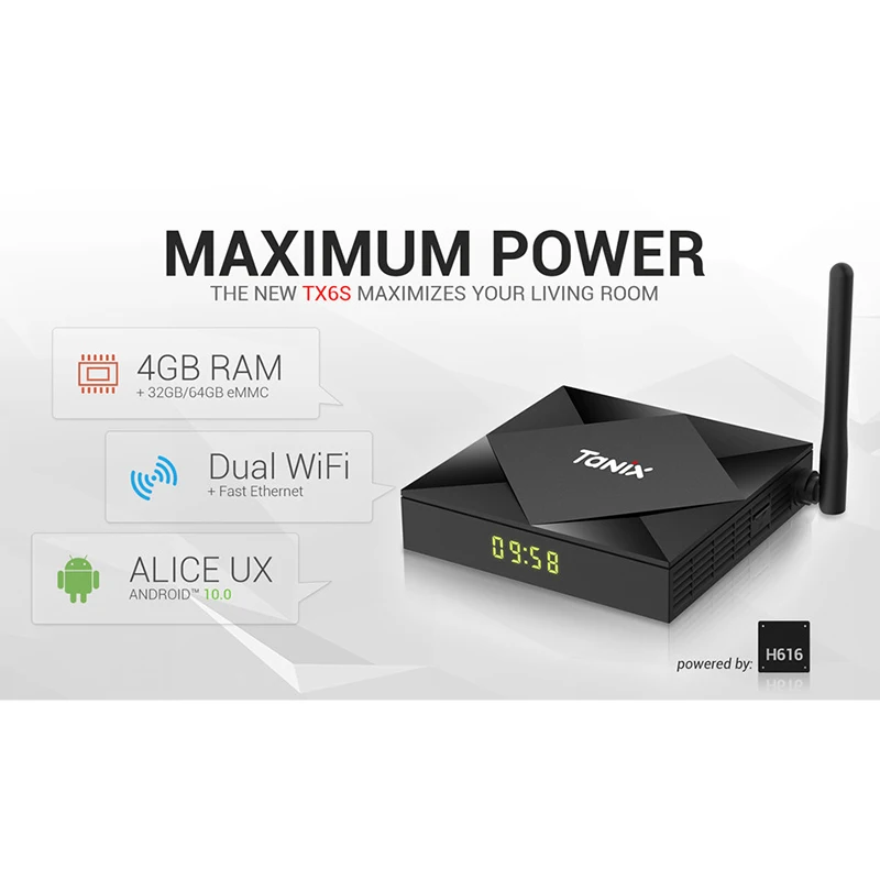 

TX6S Smart Android 10.0 TV Box 4GB RAM 32GB ROM Allwinner H616 WiFi Media Player 4K 6K HD Top Box EU Plug