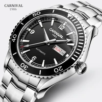 carnival brand business watch man fashion luxury waterproof luminous calendar automatic mechanical wristwatch relogio masculino