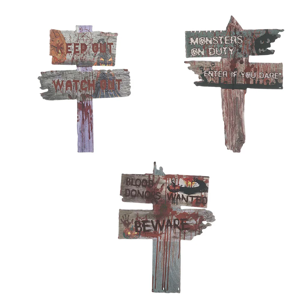 3 шт. украшения на Хэллоуин знаки двора стоянки остерегайтесь реквизит наружный