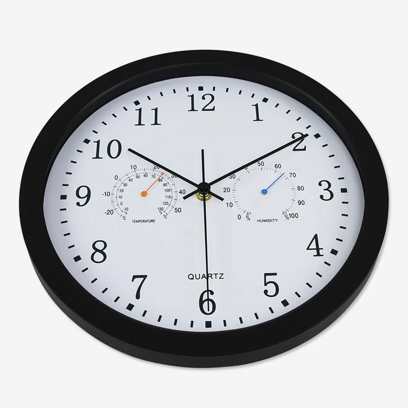 2021 лет бесшумные Кварцевые Металлические настенные часы с термометром и