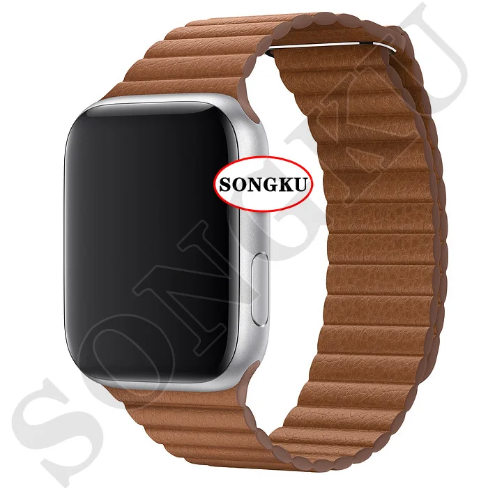 S Leather Brown SONGKU IWO 12 часы серии 5 1:1 умные часы 40 мм 44 мм Bluetooth часы для apple iPhone Siri Android телефон цветной ремешок - Цвет: S Leather Brown