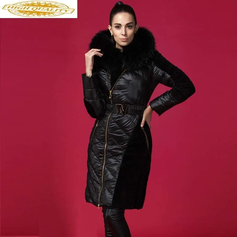 Женский пуховик длинное пальто на утином пуху зимние куртки для женщин с