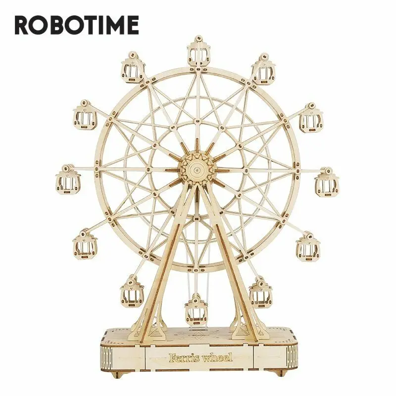 Robotime DIY вращающийся 3d Деревянный пазл музыкальная шкатулка колесо обозрения для