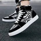 Мужские парусиновые туфли с леопардовым принтом, высокие туфли с принтом зебры, лето 2021