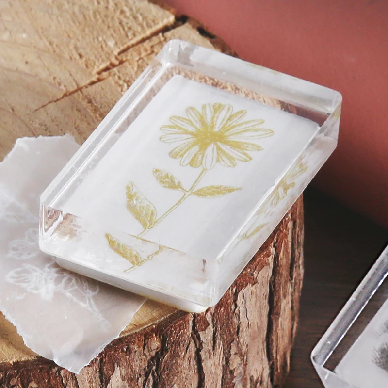 Винтажные травянистые растения цветок украшение с Луной штамп акриловая Резина