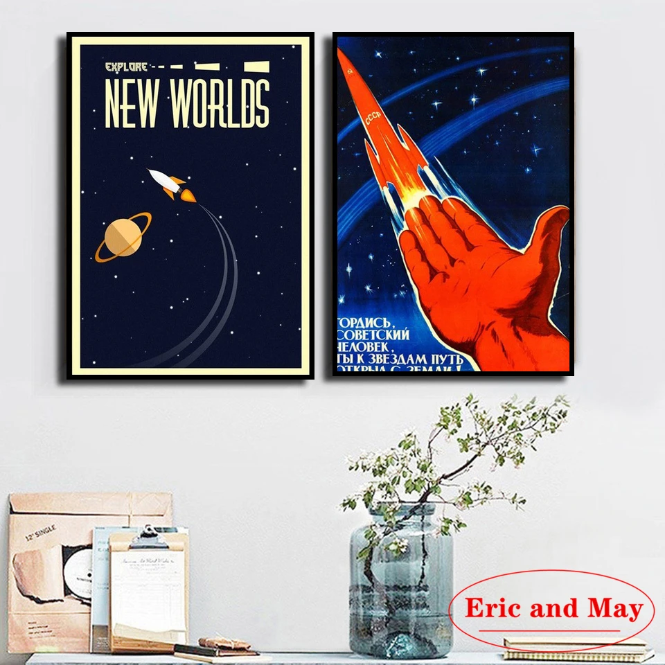 

Space Vintage Soviet Posters And Prints Canvas Painting Wall Pictures For Living Room Nordic Decoration Home Decor Affiche